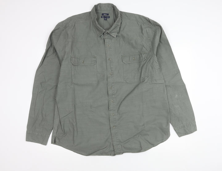 Gap Men’s Grey Classic Fit Long Sleeve Cotton Button-Up Shirt XL