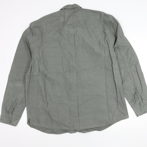 Gap Men’s Grey Classic Fit Long Sleeve Cotton Button-Up Shirt XL