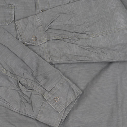 Gap Men’s Grey Classic Fit Long Sleeve Cotton Button-Up Shirt XL
