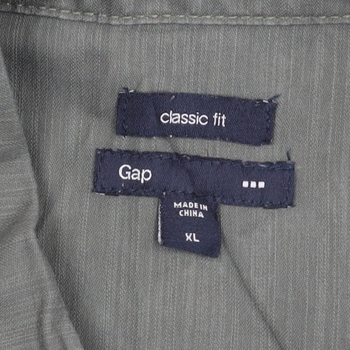 Gap Men’s Grey Classic Fit Long Sleeve Cotton Button-Up Shirt XL
