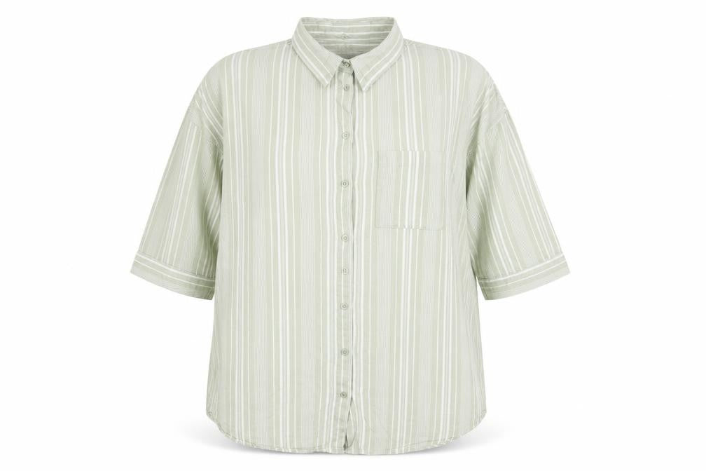 Nutmeg Women Green Striped Cotton Button-Up Shirt Size 18