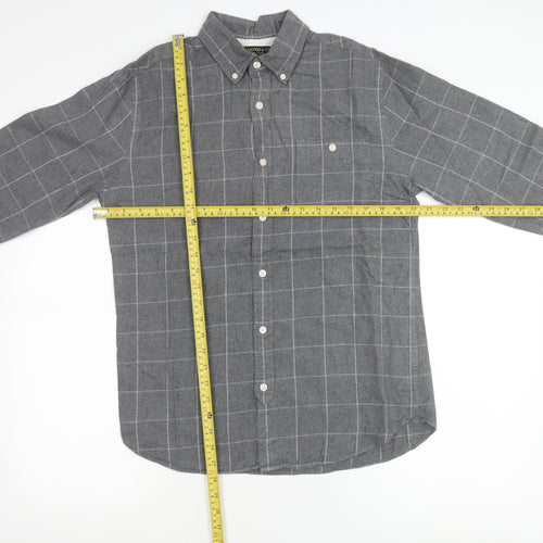 Hammond & Co Men’s Grey Check Button-Down Long Sleeve Cotton Shirt S