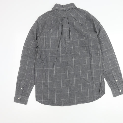 Hammond & Co Men’s Grey Check Button-Down Long Sleeve Cotton Shirt S