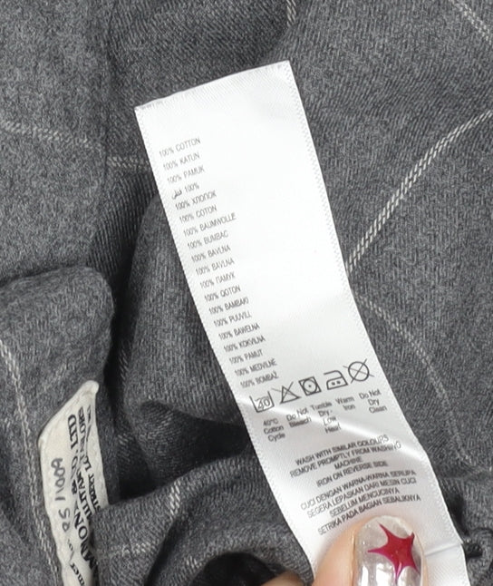 Hammond & Co Men’s Grey Check Button-Down Long Sleeve Cotton Shirt S