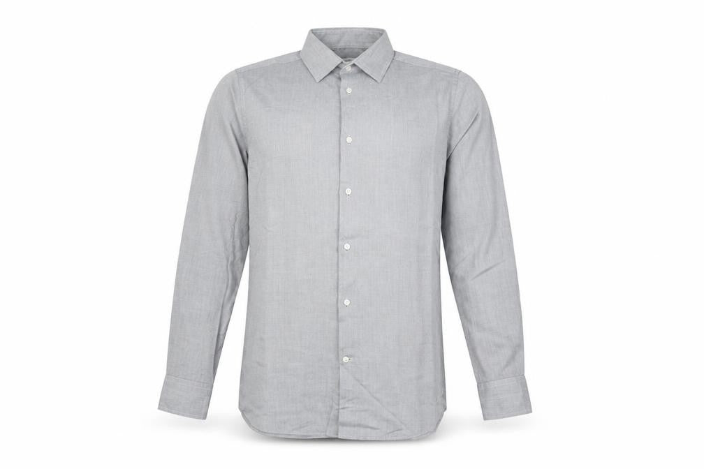 Next Men’s Grey Slim Fit Long Sleeve Button-Up Shirt 15.5in Collar
