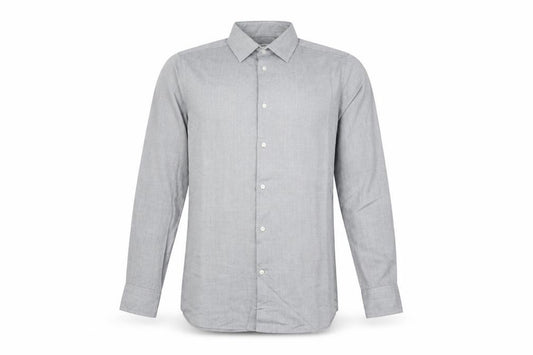 Front view of Next Men’s Grey Slim Fit Long Sleeve Button-Up Shirt 15.5in Collar