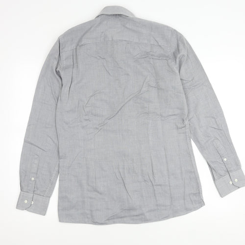 Next Men’s Grey Slim Fit Long Sleeve Button-Up Shirt 15.5in Collar