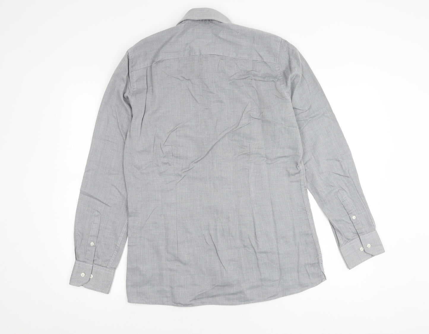 Next Men’s Grey Slim Fit Long Sleeve Button-Up Shirt 15.5in Collar