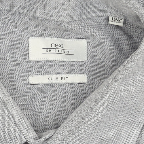 Next Men’s Grey Slim Fit Long Sleeve Button-Up Shirt 15.5in Collar
