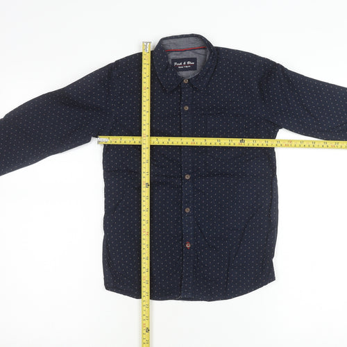 Pink & Blue Boys Navy Polka Dot Long Sleeve Cotton Button-Up Shirt 7-8 Years