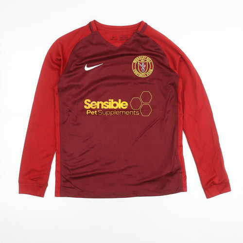 Nike Boys Red Football Jersey Long Sleeve Training Top Size 12-13Y