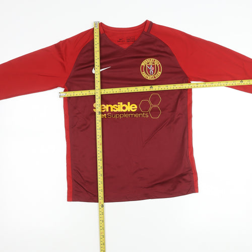 Nike Boys Red Football Jersey Long Sleeve Training Top Size 12-13Y
