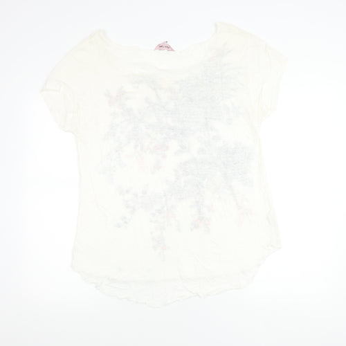 Phase Eight Womens White Floral Scoop Neck T-Shirt Size 14