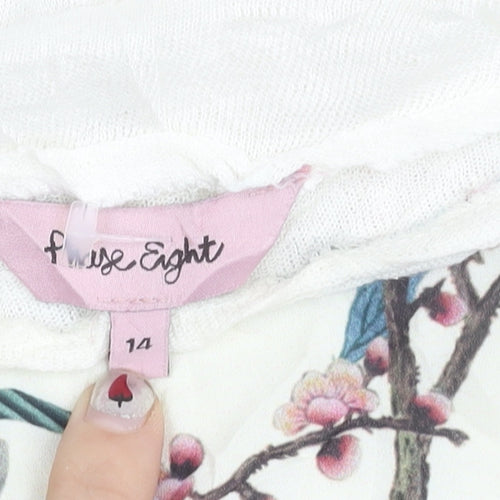 Phase Eight Womens White Floral Scoop Neck T-Shirt Size 14