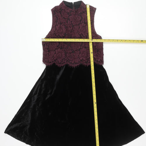 Next Women’s Black Purple Lace Fit & Flare Dress Size 6