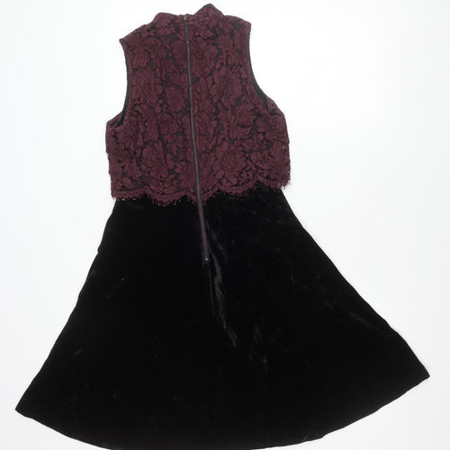 Next Women’s Black Purple Lace Fit & Flare Dress Size 6