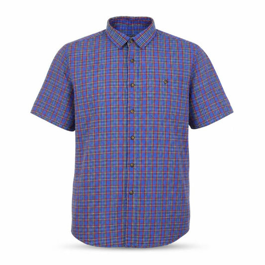 Front view of Topman Men’s Blue Check Cotton Button-Up Shirt L Classic Fit