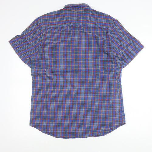 Topman Men’s Blue Check Cotton Button-Up Shirt L Classic Fit