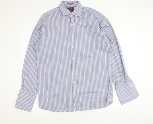 Marks and Spencer Sartorial Men’s Blue Striped Cotton Dress Shirt 16/41 Long Sleeve