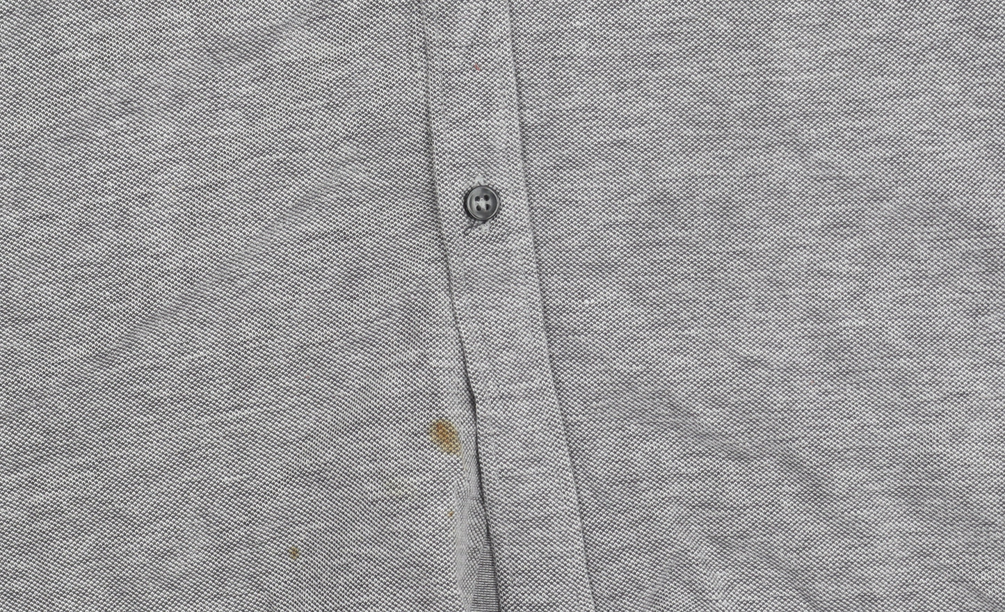 Zara Man Mens Grey Slim Fit Long Sleeve Polo Shirt Size L Cotton