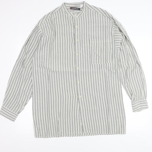 Topman Men White Striped Long Sleeve Button-Up Shirt Size M
