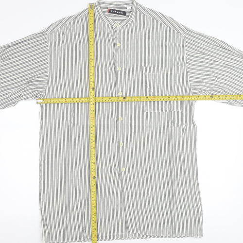 Topman Men White Striped Long Sleeve Button-Up Shirt Size M