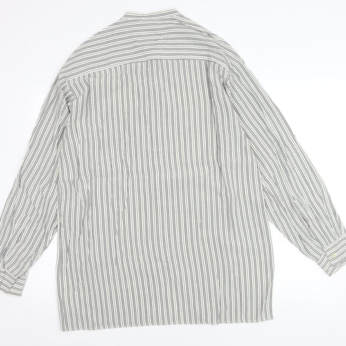 Topman Men White Striped Long Sleeve Button-Up Shirt Size M