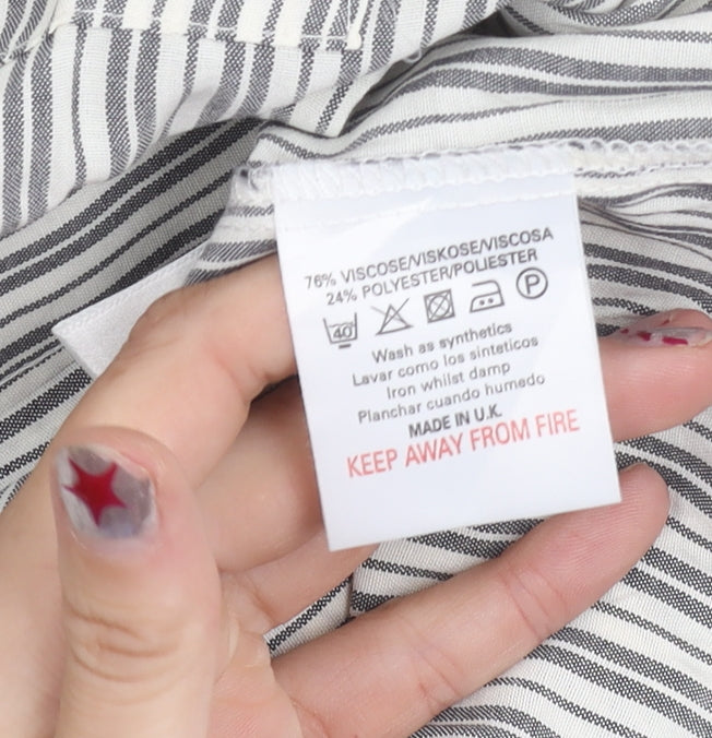 Topman Men White Striped Long Sleeve Button-Up Shirt Size M