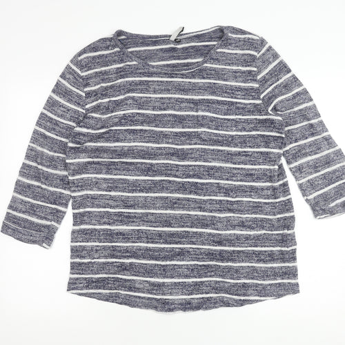Intuition Women’s Blue Striped Pullover Jumper Size 14/16 3/4 Sleeve