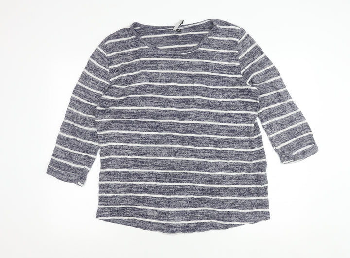 Intuition Women’s Blue Striped Pullover Jumper Size 14/16 3/4 Sleeve