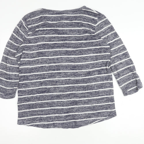 Intuition Women’s Blue Striped Pullover Jumper Size 14/16 3/4 Sleeve