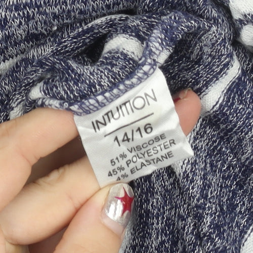 Intuition Women’s Blue Striped Pullover Jumper Size 14/16 3/4 Sleeve