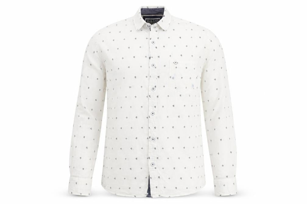Front view of Killer Jeans Men’s White Cotton Long Sleeve Button-Up Shirt M