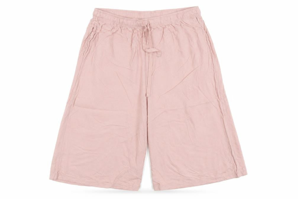 Front view of Uniqlo girls’ pink m lounge pants 100% viscose drawstring