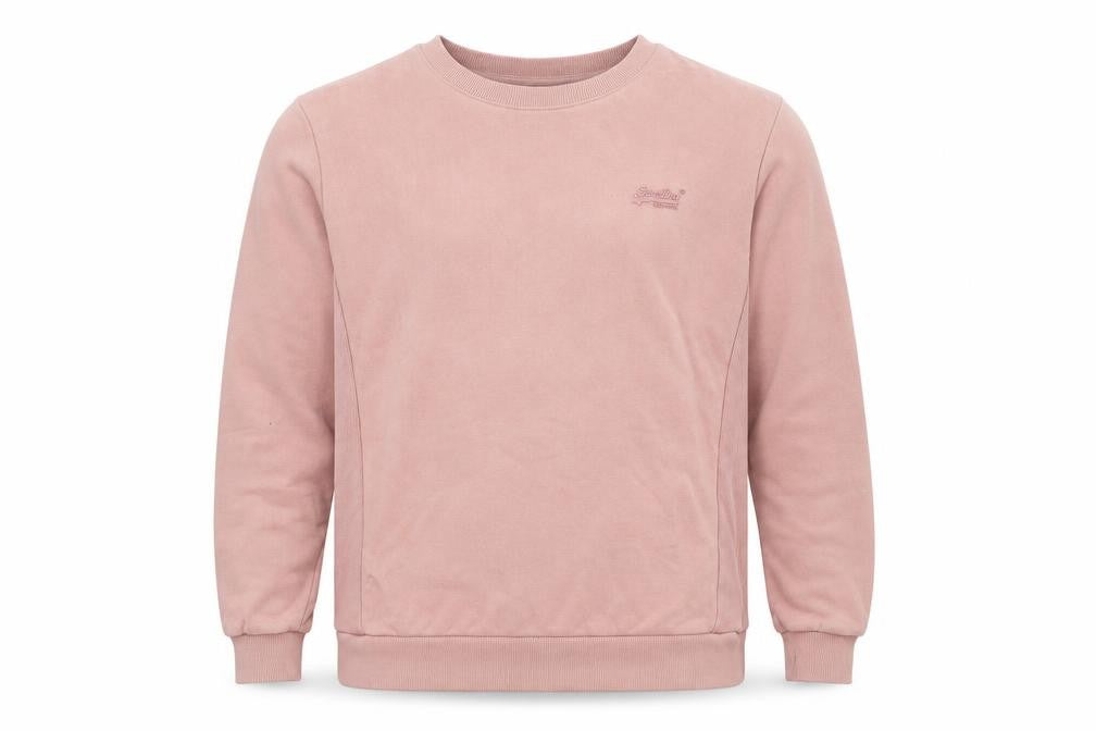 Front view of Superdry Men’s Pink Pullover Sweatshirt M Crew Neck Long Sleeve Logo