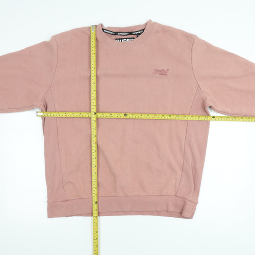 Superdry Men’s Pink Pullover Sweatshirt M Crew Neck Long Sleeve Logo