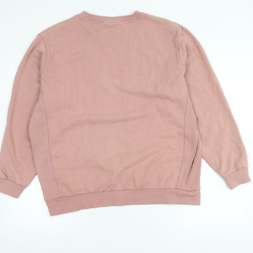 Superdry Men’s Pink Pullover Sweatshirt M Crew Neck Long Sleeve Logo