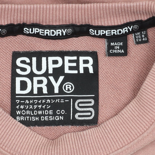 Superdry Men’s Pink Pullover Sweatshirt M Crew Neck Long Sleeve Logo