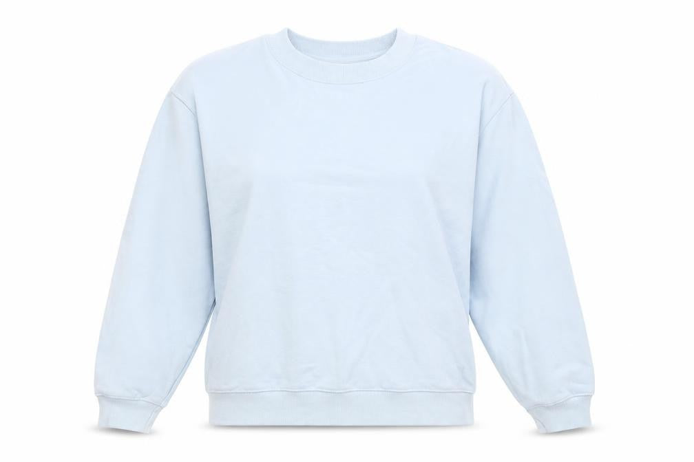 Front view of Monki Women’s Blue XS Pullover Sweatshirt Crew Neck Casual