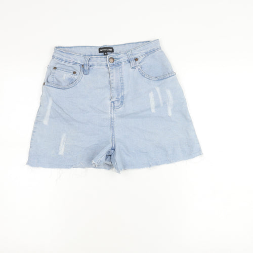 PrettyLittleThing Womens Blue Cut-Off Denim Shorts Size 10