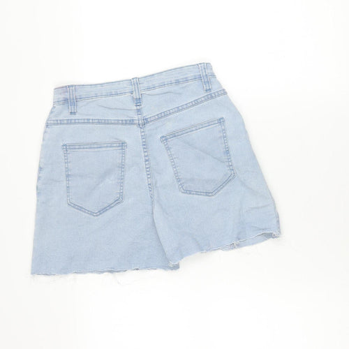 PrettyLittleThing Womens Blue Cut-Off Denim Shorts Size 10