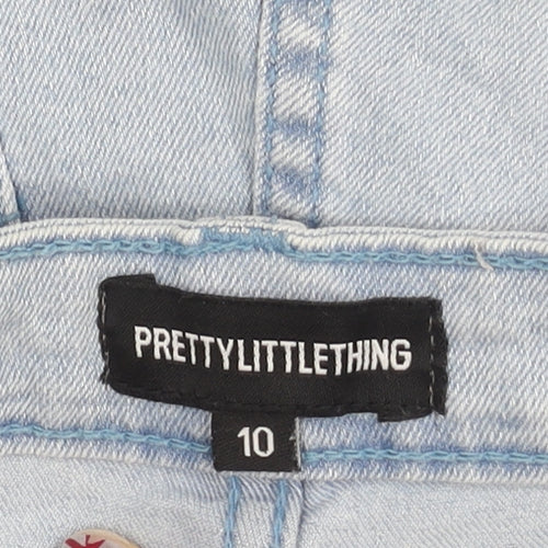 PrettyLittleThing Womens Blue Cut-Off Denim Shorts Size 10