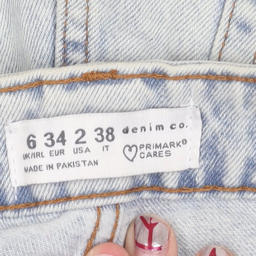 Primark Women’s Blue Denim Cut-Off Shorts Size 6 High Rise
