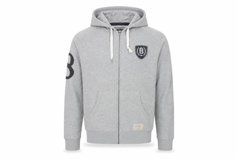 Front view of Marks & Spencer men’s grey medium hooded zip jacket