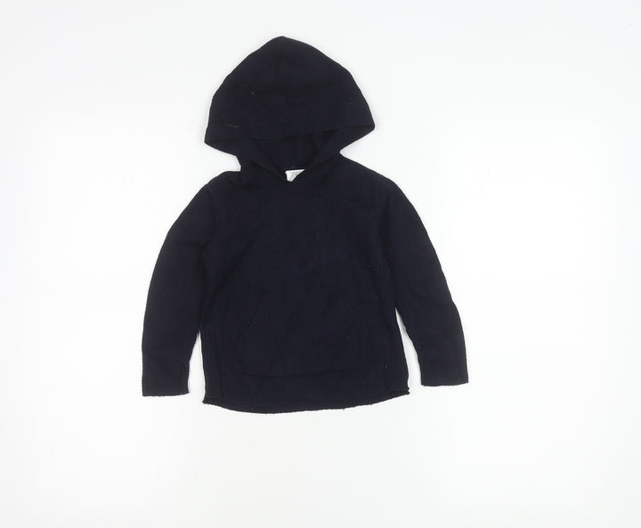 Zara Girls Blue Knit Pullover Hoodie 3-4 Years Long Sleeve