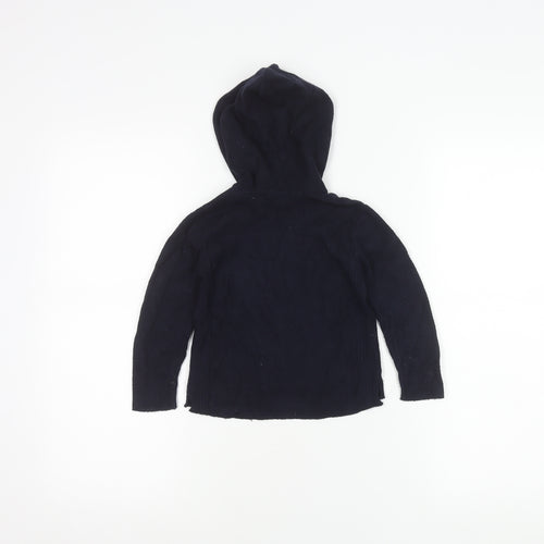 Zara Girls Blue Knit Pullover Hoodie 3-4 Years Long Sleeve