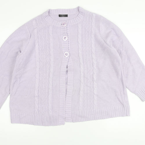 Bm Womens Purple Acrylic Cable Knit Cardigan Size L