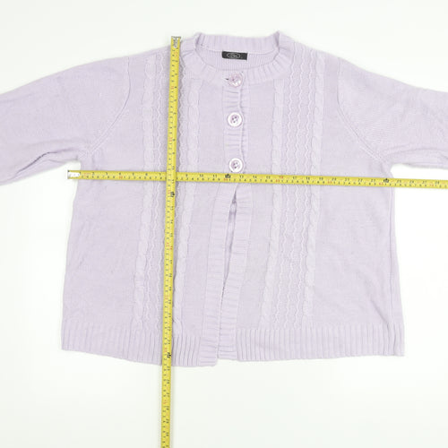 Bm Womens Purple Acrylic Cable Knit Cardigan Size L