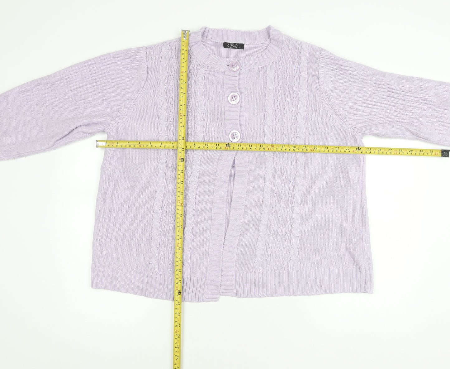 Bm Womens Purple Acrylic Cable Knit Cardigan Size L