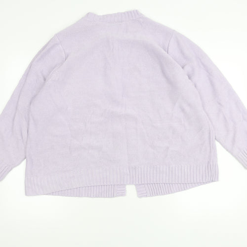 Bm Womens Purple Acrylic Cable Knit Cardigan Size L